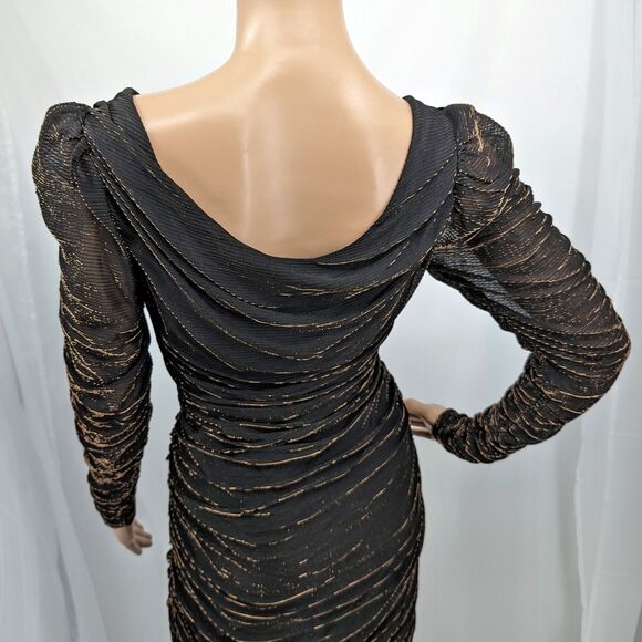 Vintage 1990s Scarlett Mini Dress Metallic Ruched Glam Whimsygoth Hollywood 5 - Picture 4 of 11